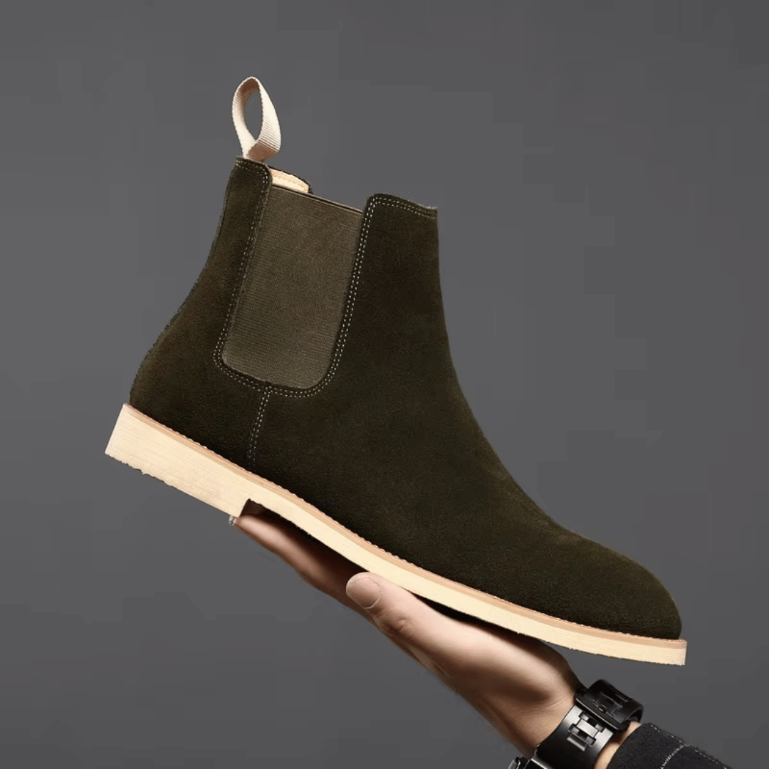 Men's Suede Chelsea Boots with Elastic Side Panels