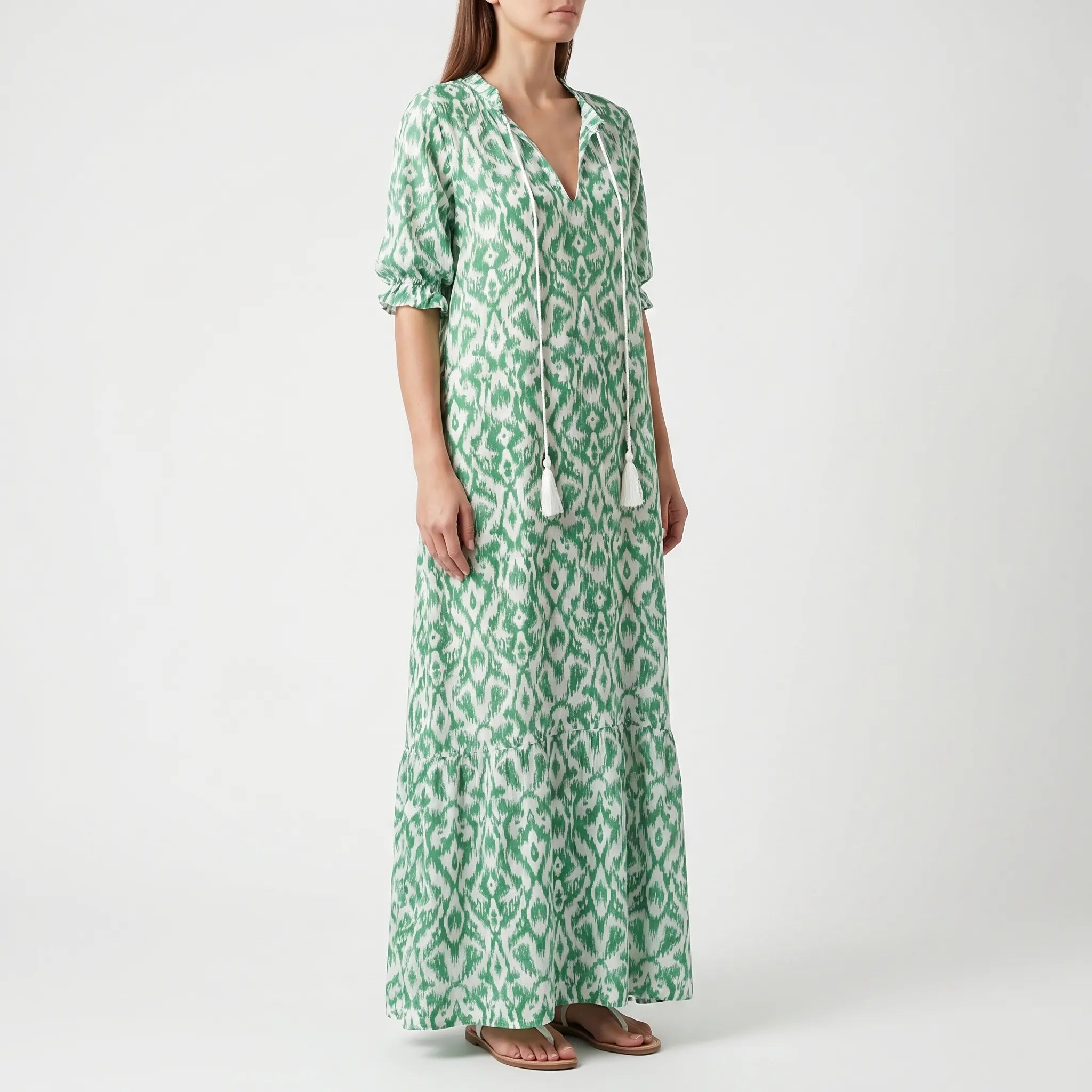 Women's Boho Maxi Dress - Casual Summer V Neck Sundress