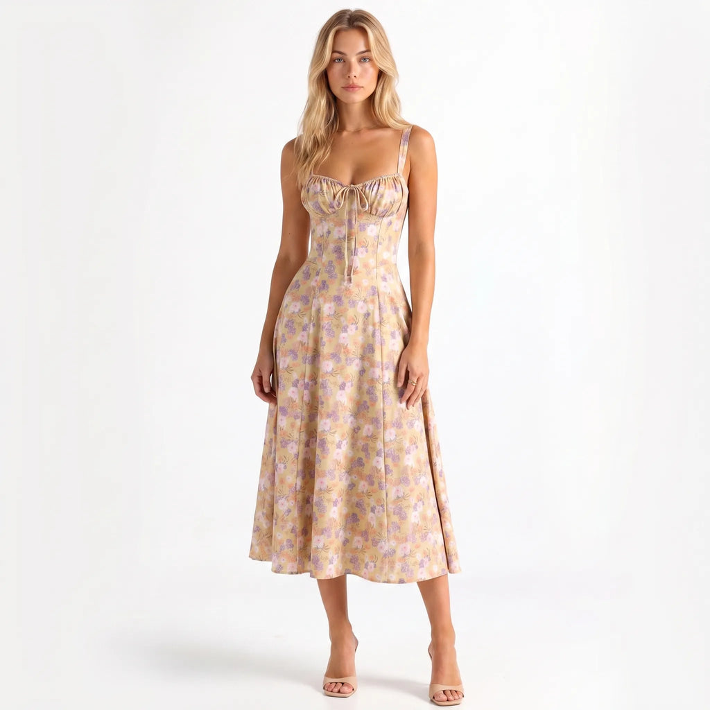 Floral Corset Midi Dress