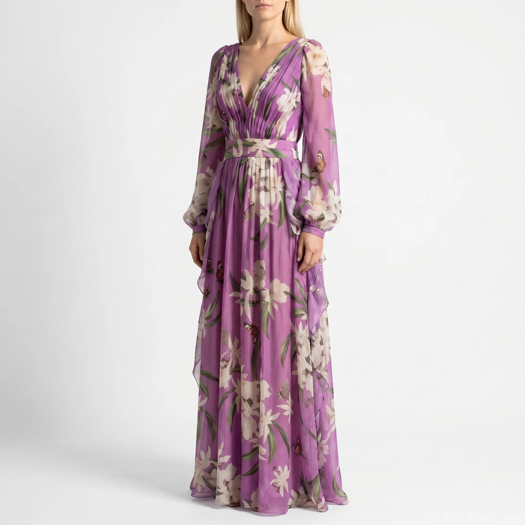 Floral Long-Sleeve Maxi Dress