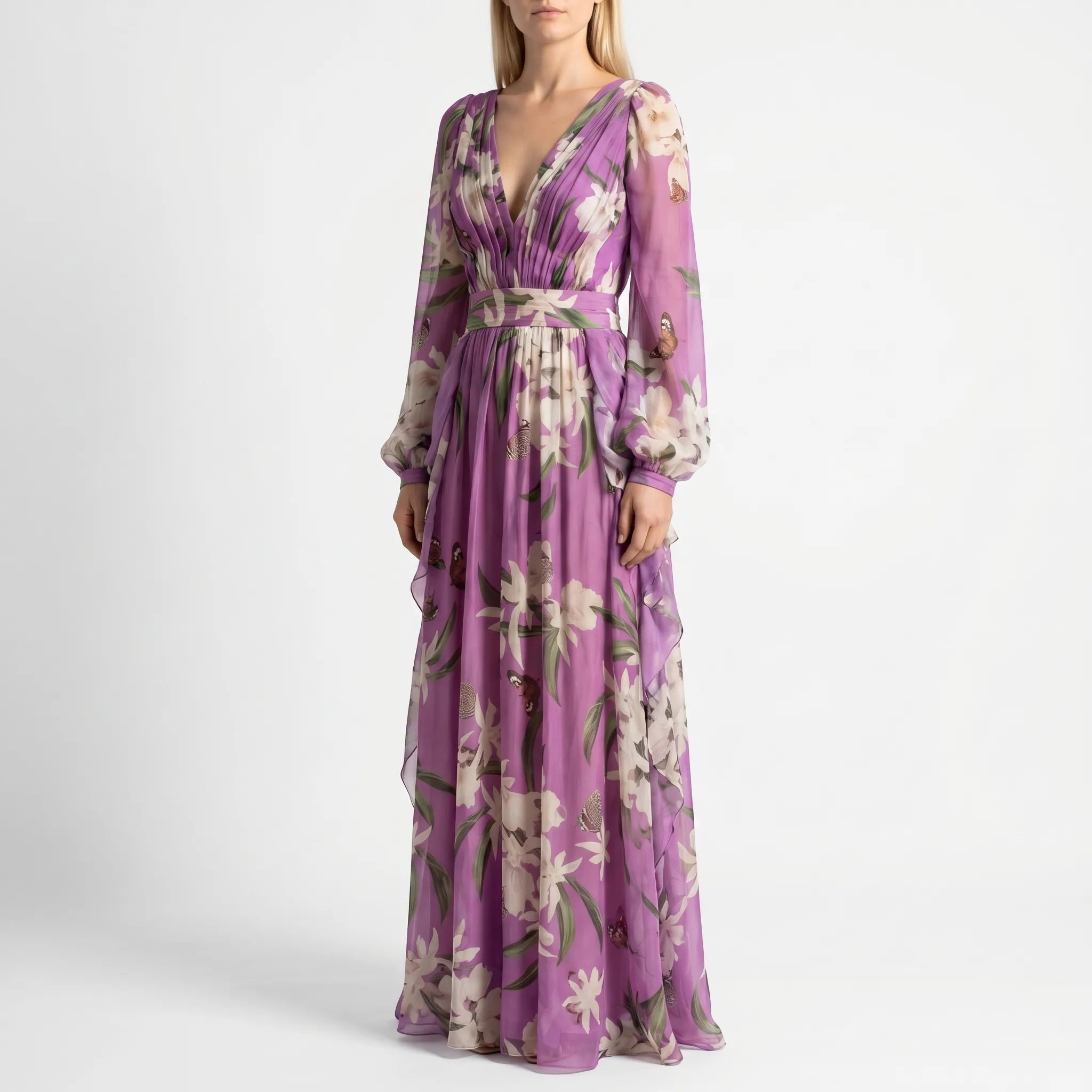 Floral Long-Sleeve Maxi Dress