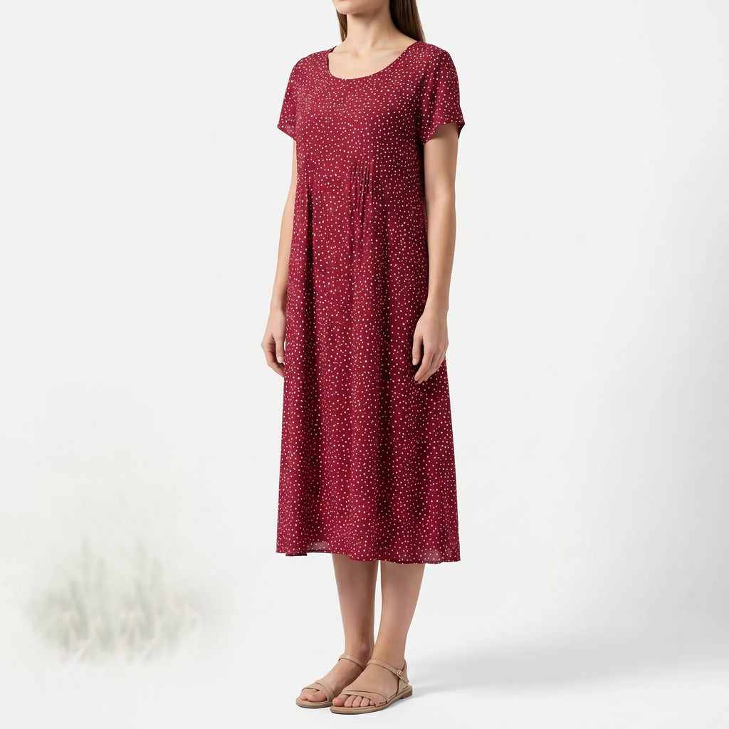 Women's Printed Boho Midi Dress - Casual Summer Sundress