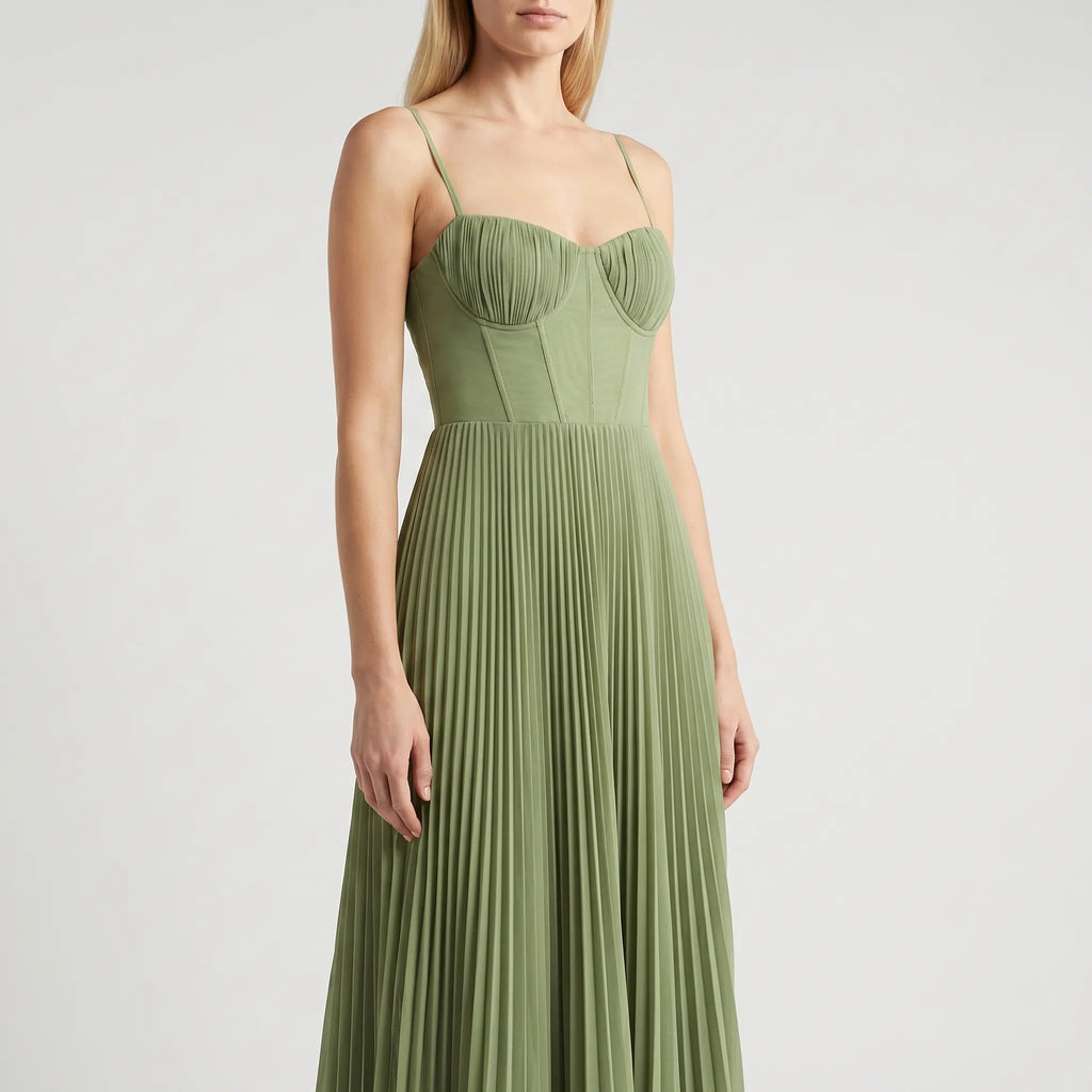 Strappy Pleated Maxi Dress