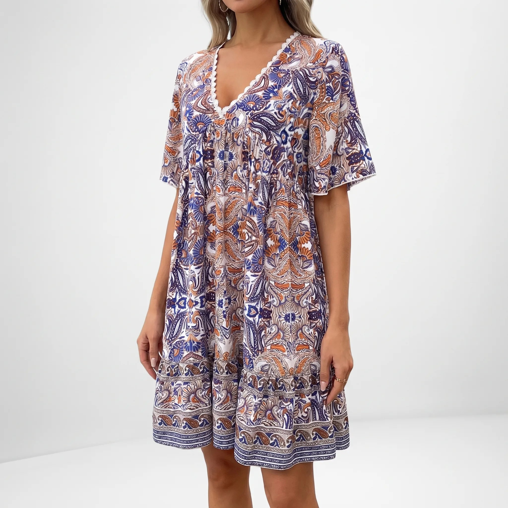 Boho Paisley Mini Dress