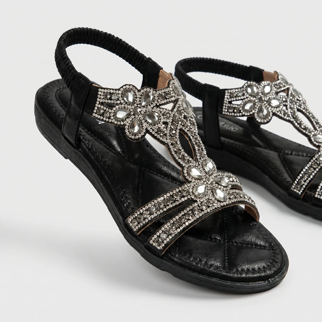 Rhinestone Floral Sandals