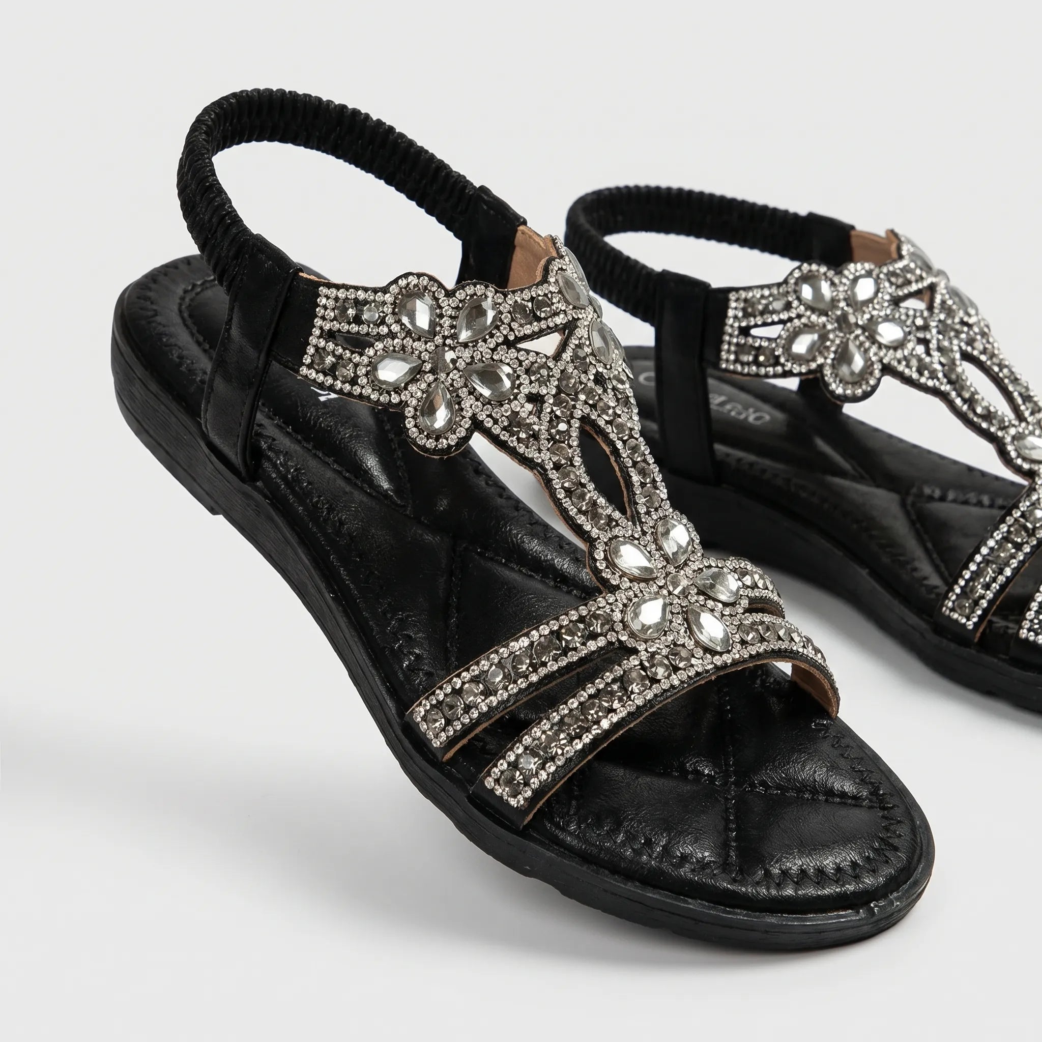 Rhinestone Floral Sandals