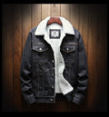 Men's Fur-Lined Button-Front Denim Jacket