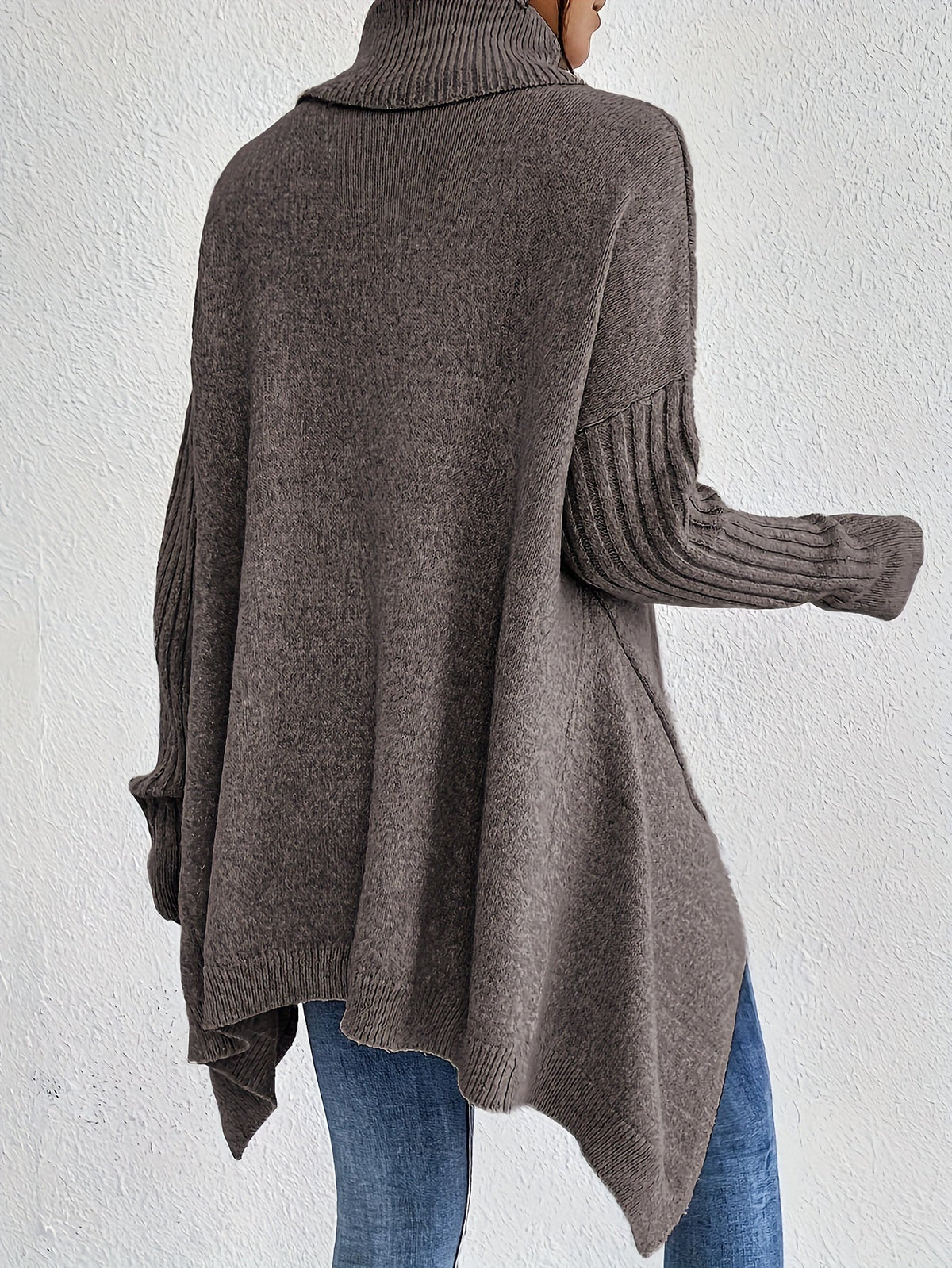 Women's Relaxed Turtleneck Sweater with Longer Hemline