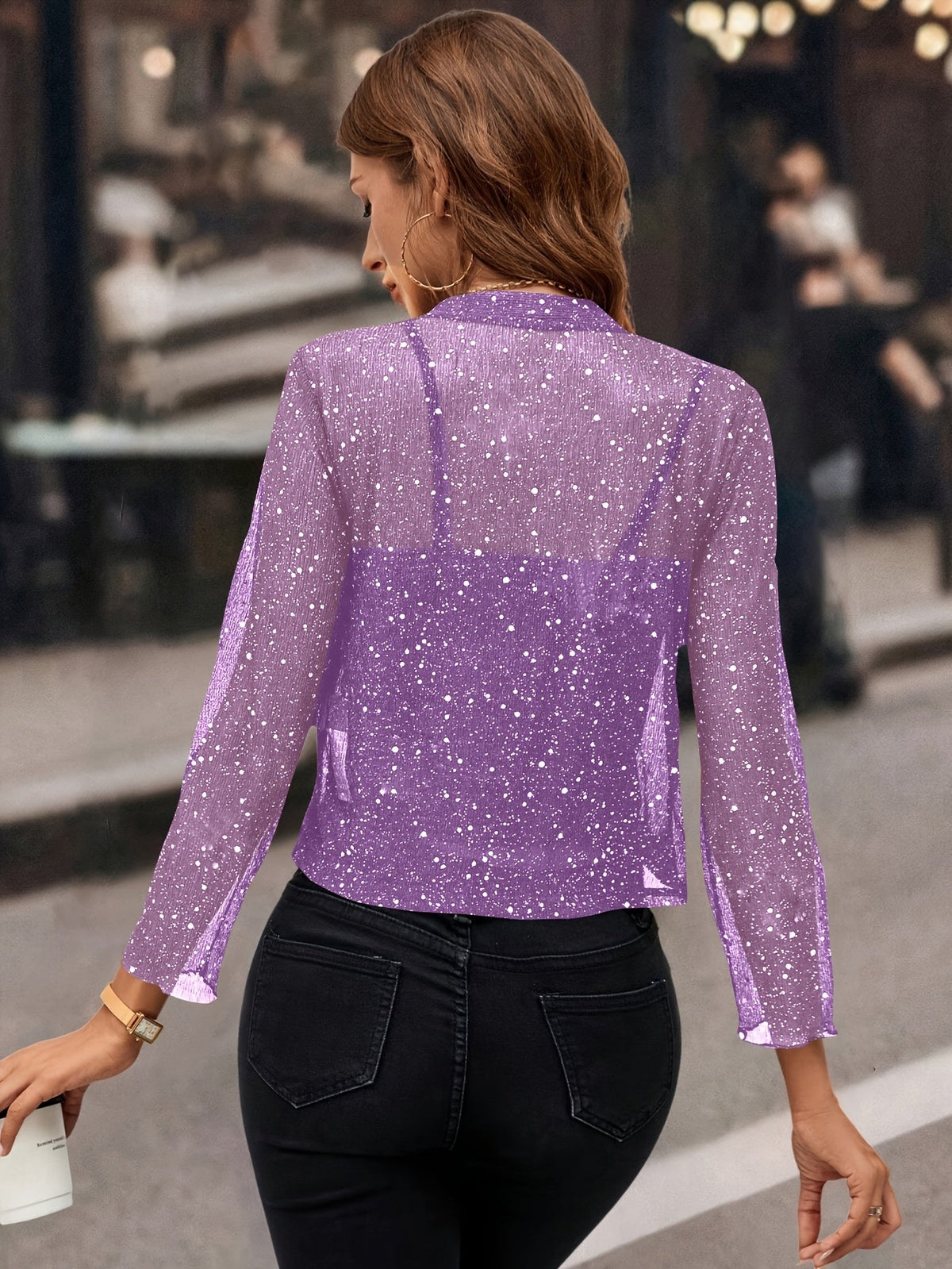 Women's Shimmer Cropped Open-Front Jacket