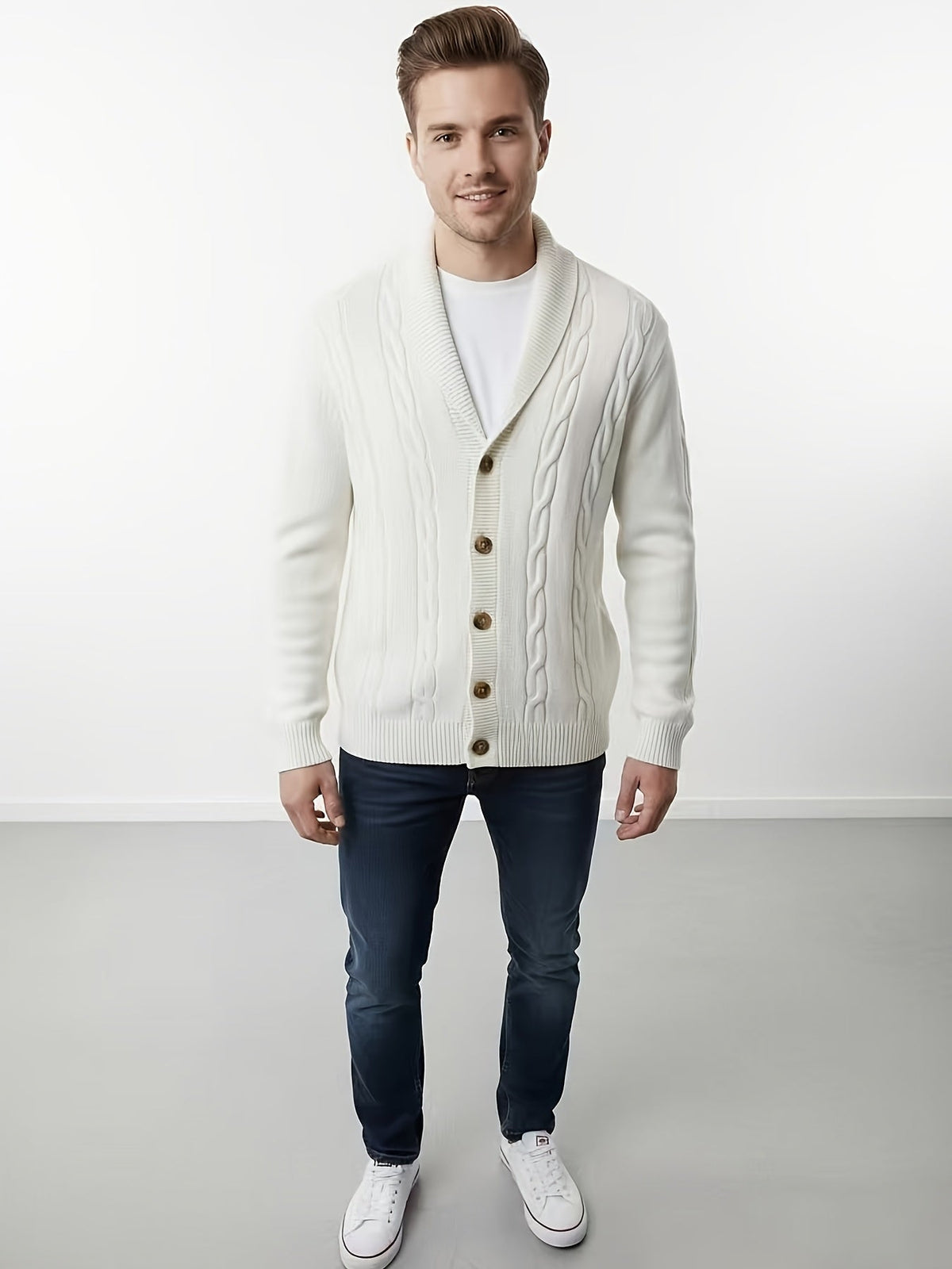 Women's Cable-Knit Button-Front Cardigan