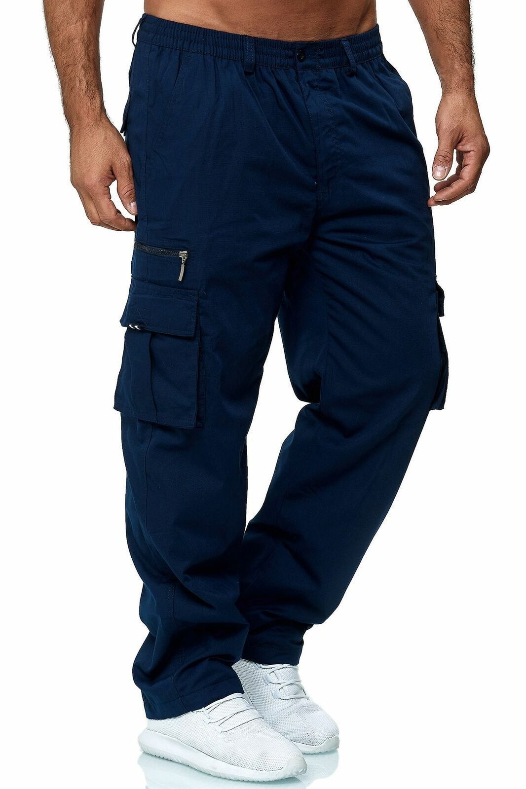 Men's Utility Cargo Trousers - Navy Blue/Black