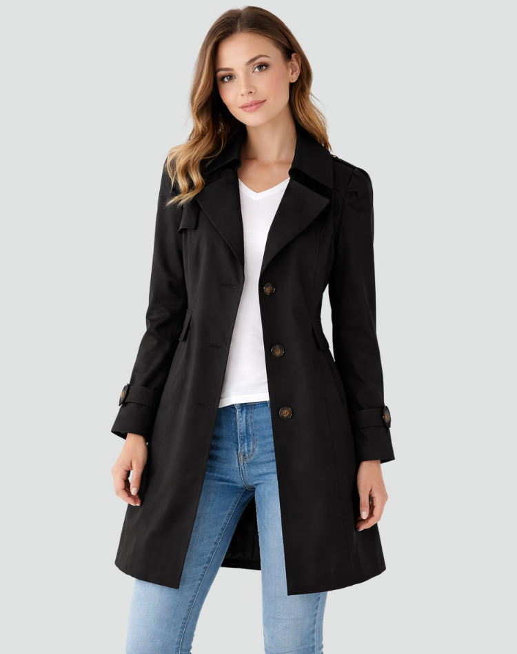 Women's Tailored Mid-Length Lapel Trench Coat