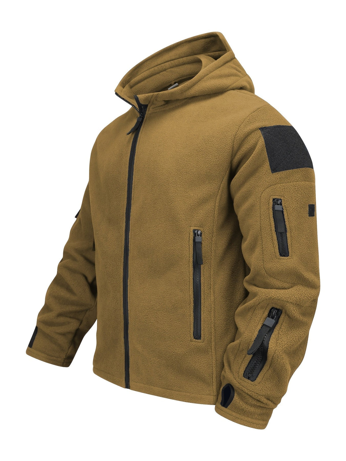Men's Rugged Hooded Zip-Up Jacket with Zip Pockets