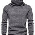 Women's Slouchy Collar Sweater with Button Accents - Dark Gray