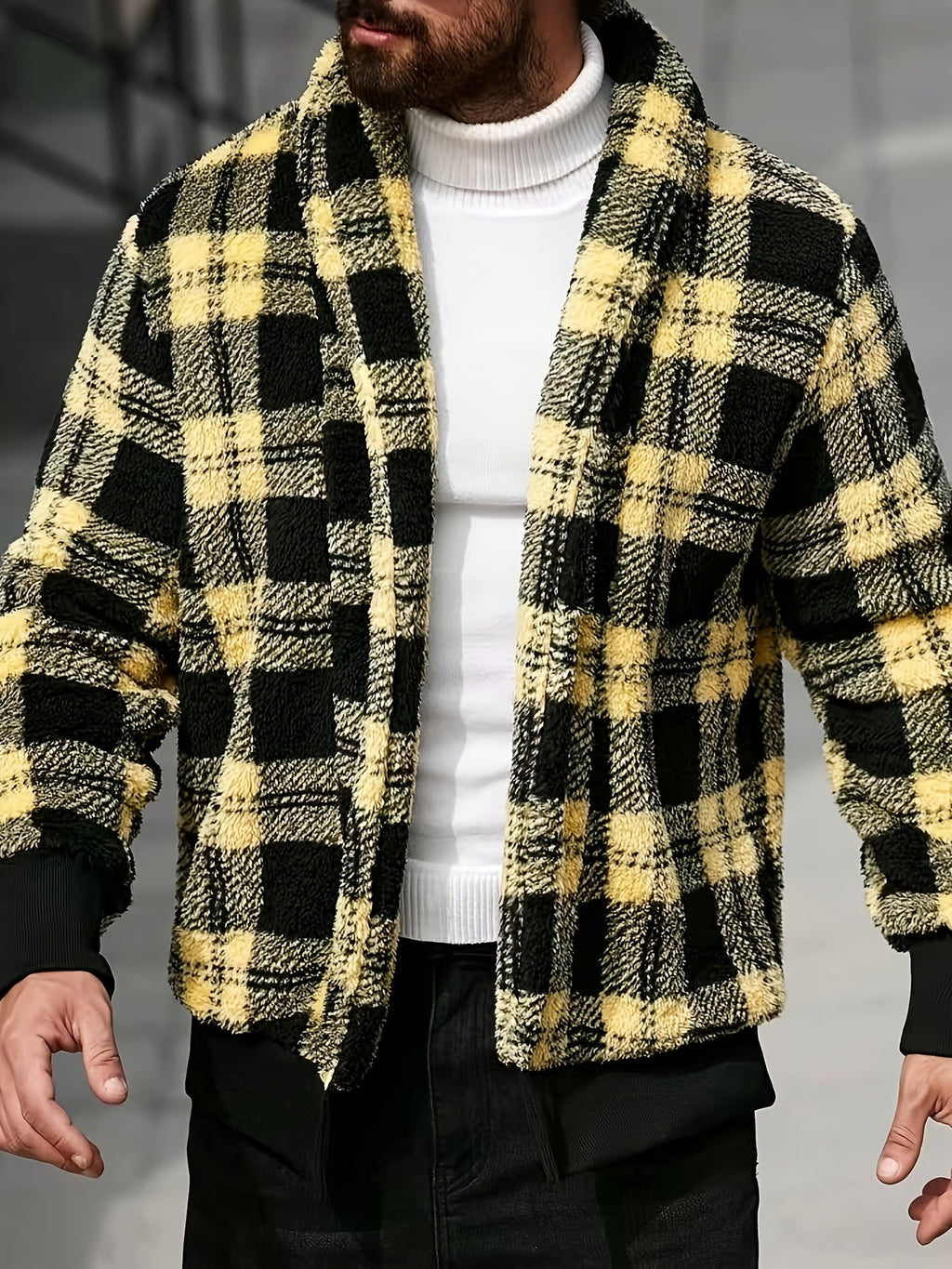 Men's Soft Brushed Check Relaxed-Fit Jacket