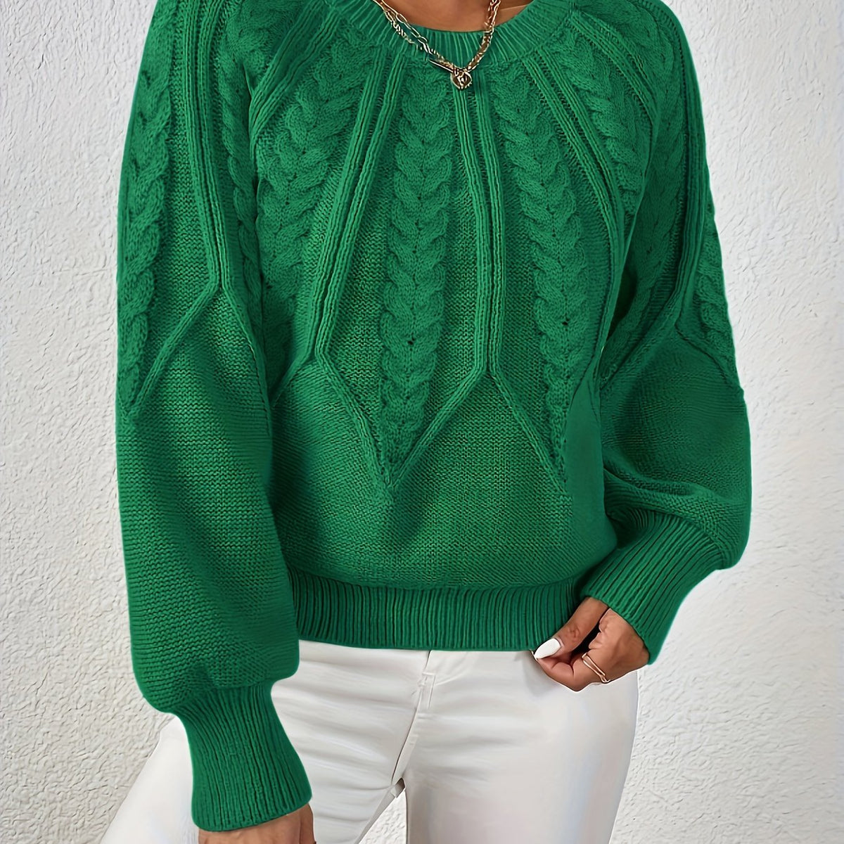 Women's Cable-Knit Lantern Sleeve Sweater