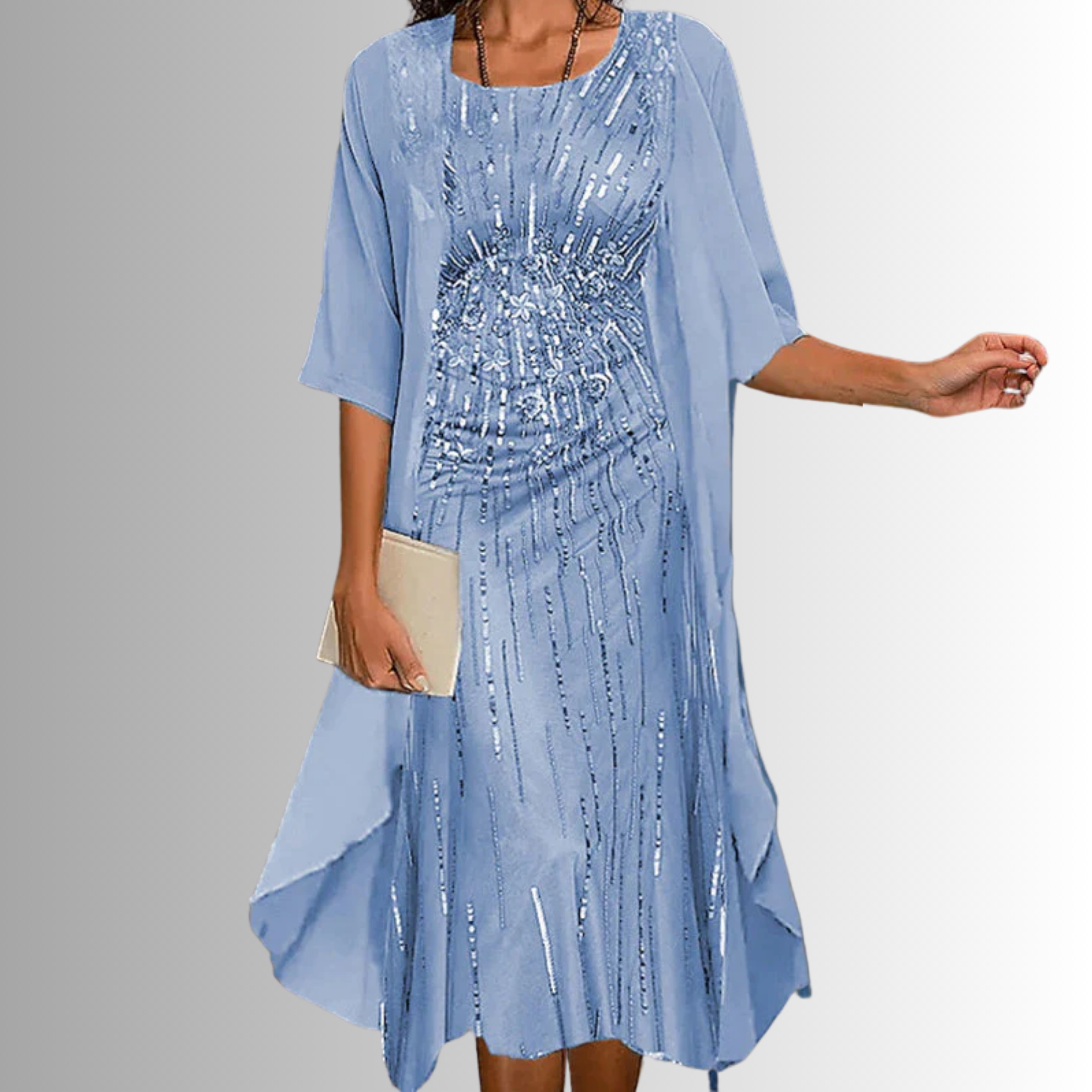 Women's Floral Midi Dress with Cardigan