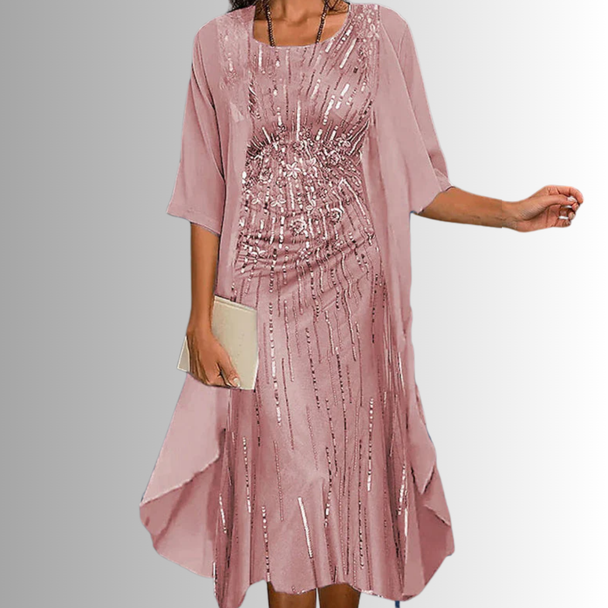 Women's Floral Midi Dress with Cardigan