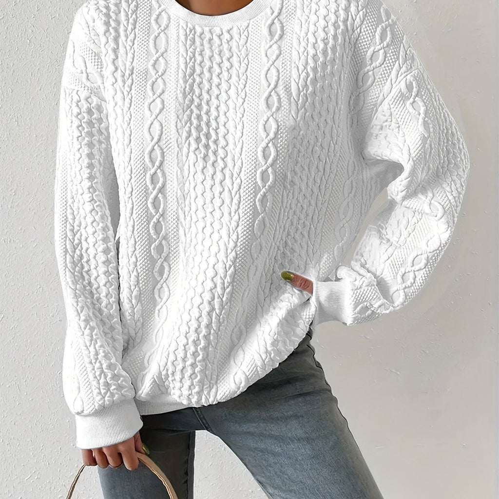 Women's Cable-Knit Crewneck Sweatshirt