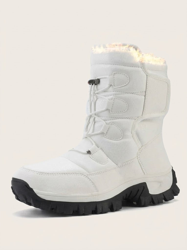 Men's Plush-Lined High-Top Snow Boots with Deep Tread Sole