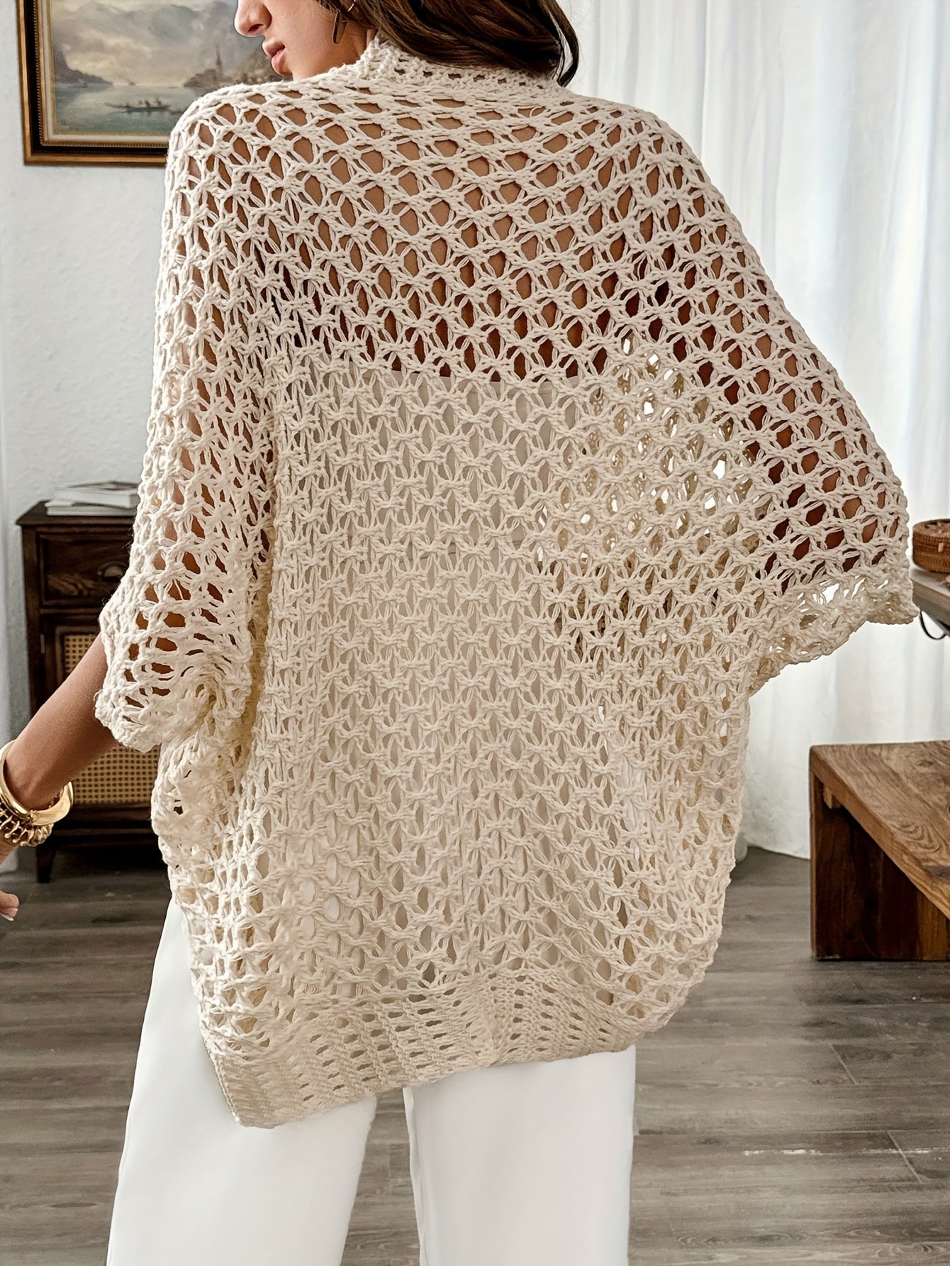 Women's Open-Knit Cardigan Lightweight Draped Layer for Summer Outfits