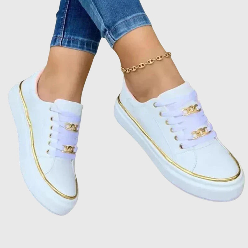 Women's Velvet Lace-Up Trainers Low-Top Casual Sneakers with Raised Sole