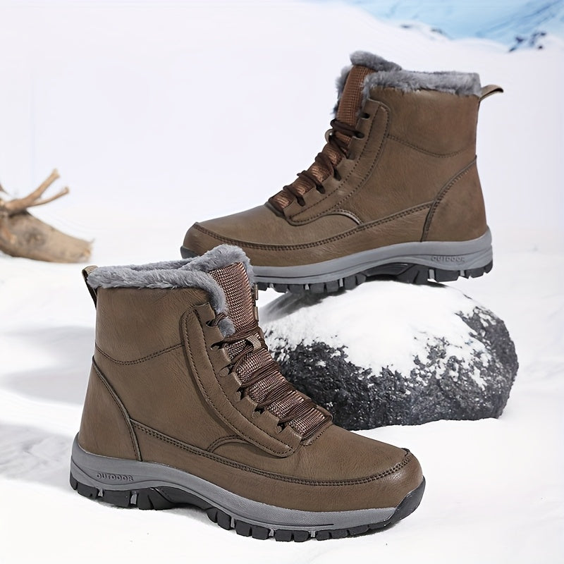 Men's Plush Lined Lace-Up Winter Boots