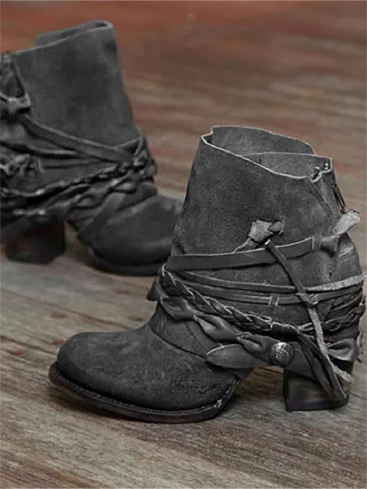 Women's Braided Lace-Up Ankle Boots
