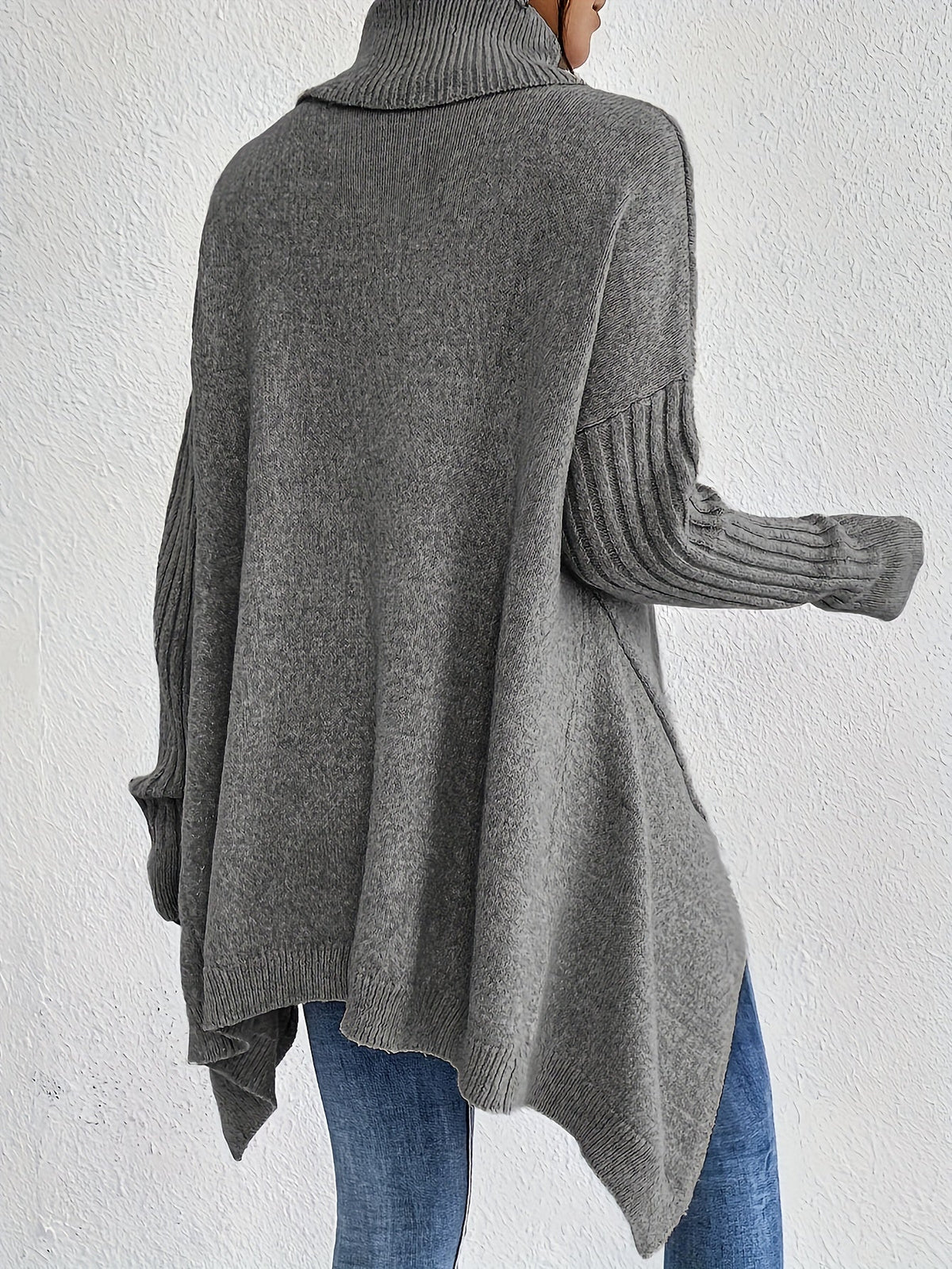 Women's Relaxed Turtleneck Sweater with Longer Hemline