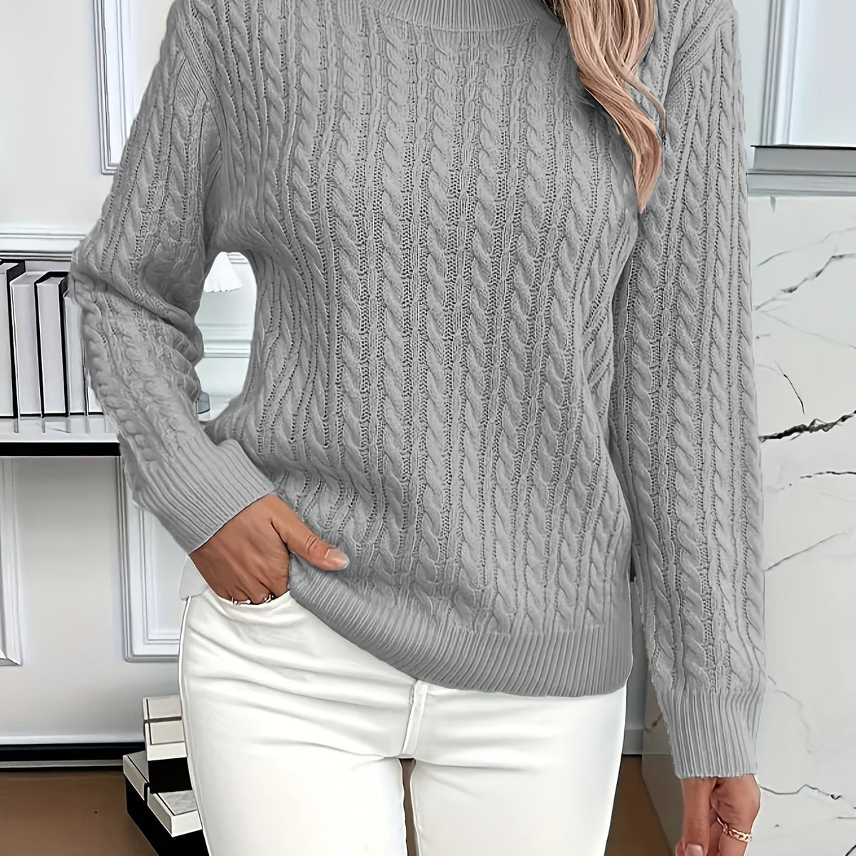 Women's Cable-Knit Relaxed Fit Sweater