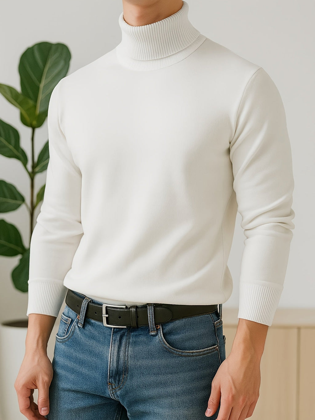 Men's Ribbed Roll-Neck Sweater