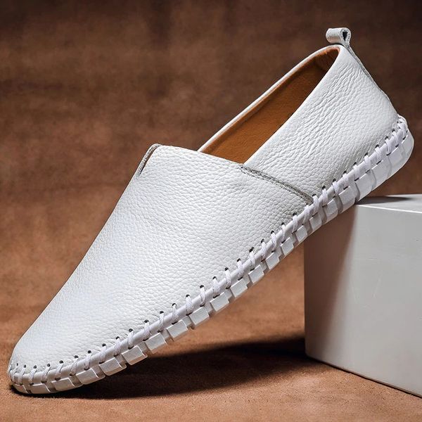 Men's Textured Slip-On Loafers - White