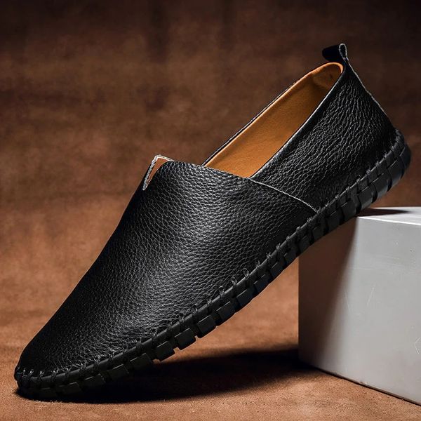 Men's Textured Slip-On Loafers - Black