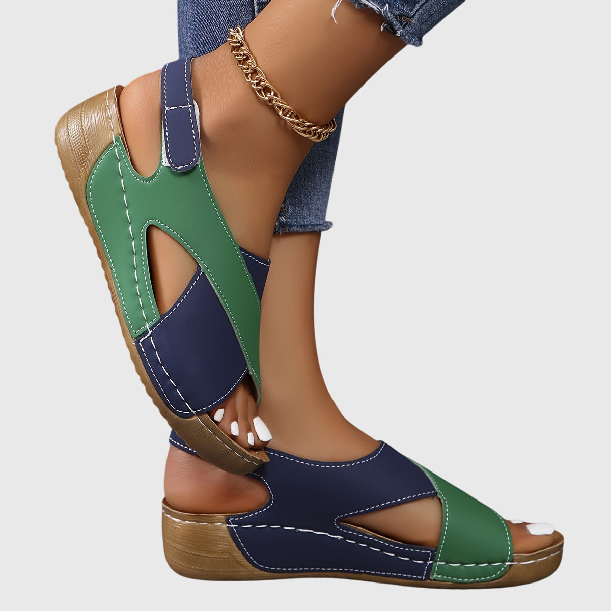 Women's Orthopedic Sandals with Adjustable Straps - Green