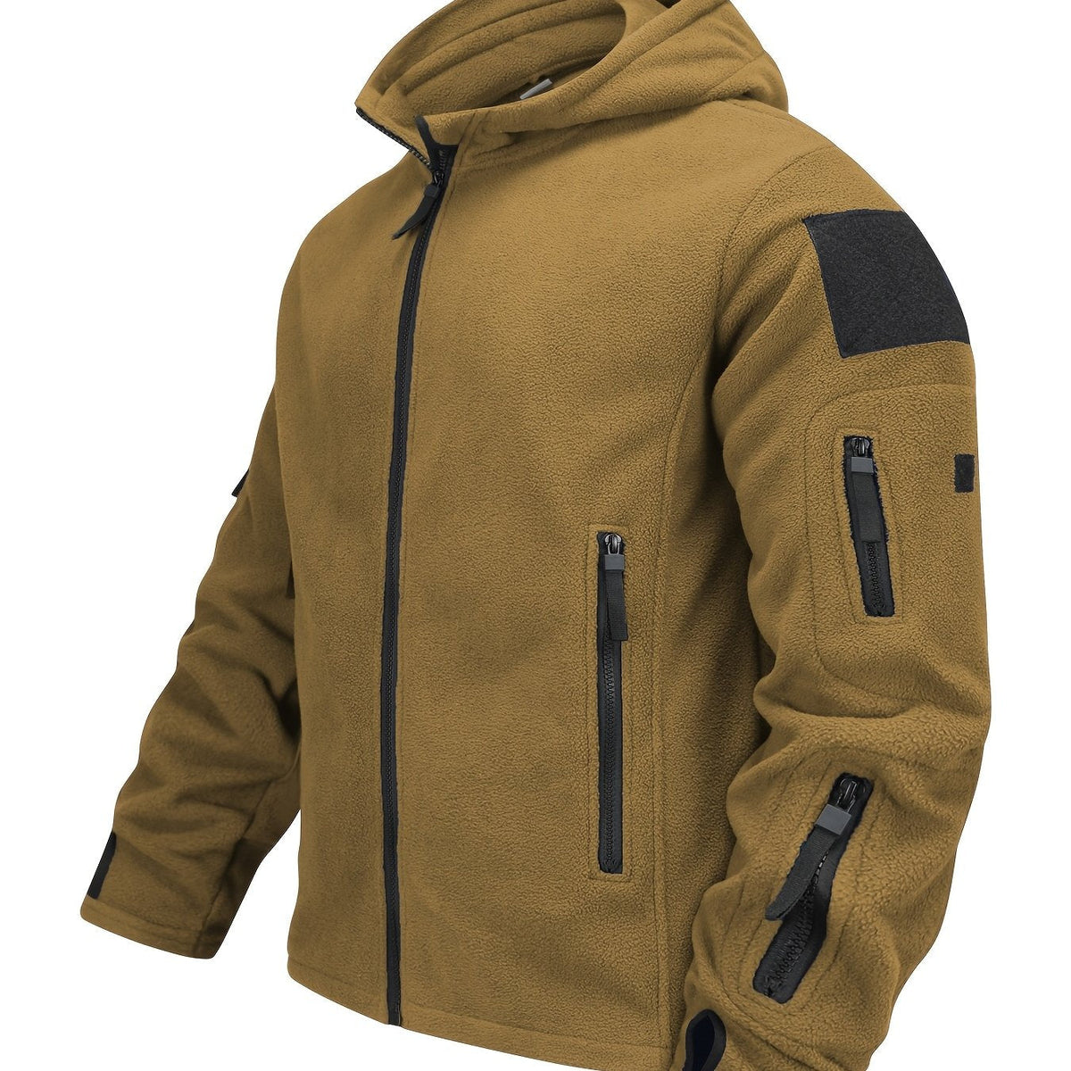 Men's Rugged Hooded Zip-Up Jacket with Zip Pockets