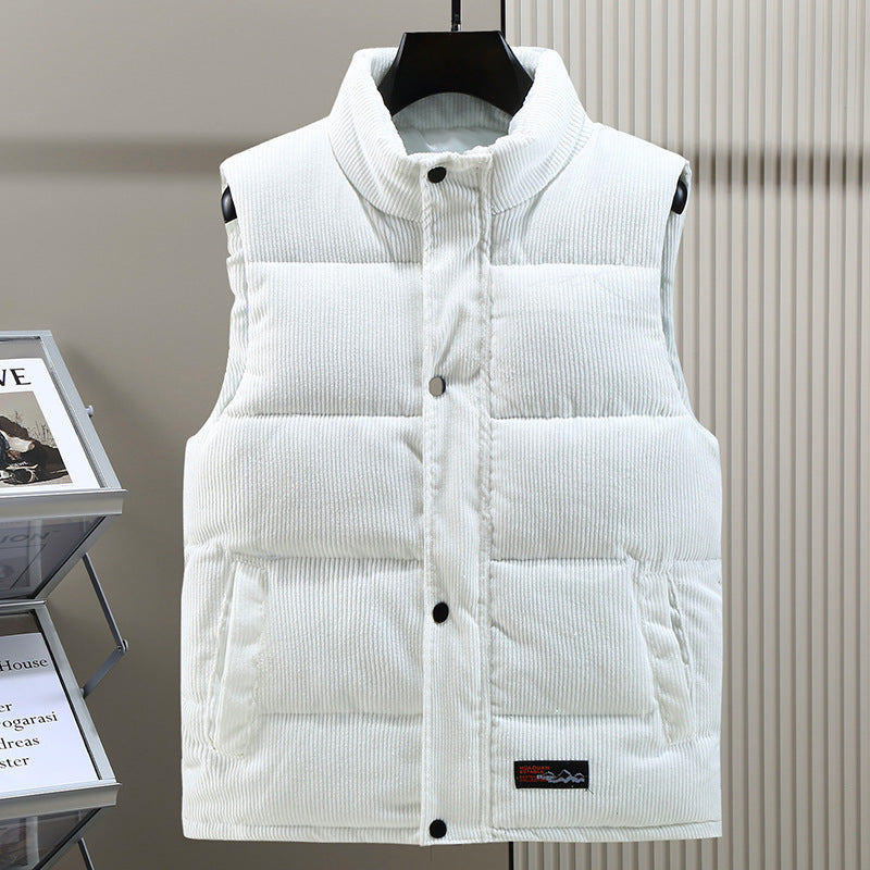 Men's Corduroy Puffer Vest - White