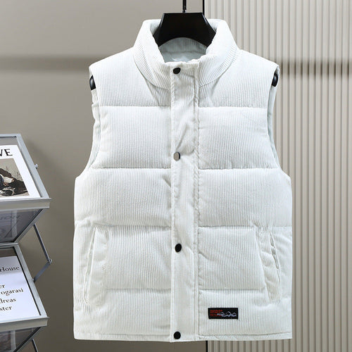 Men's Corduroy Puffer Vest - White