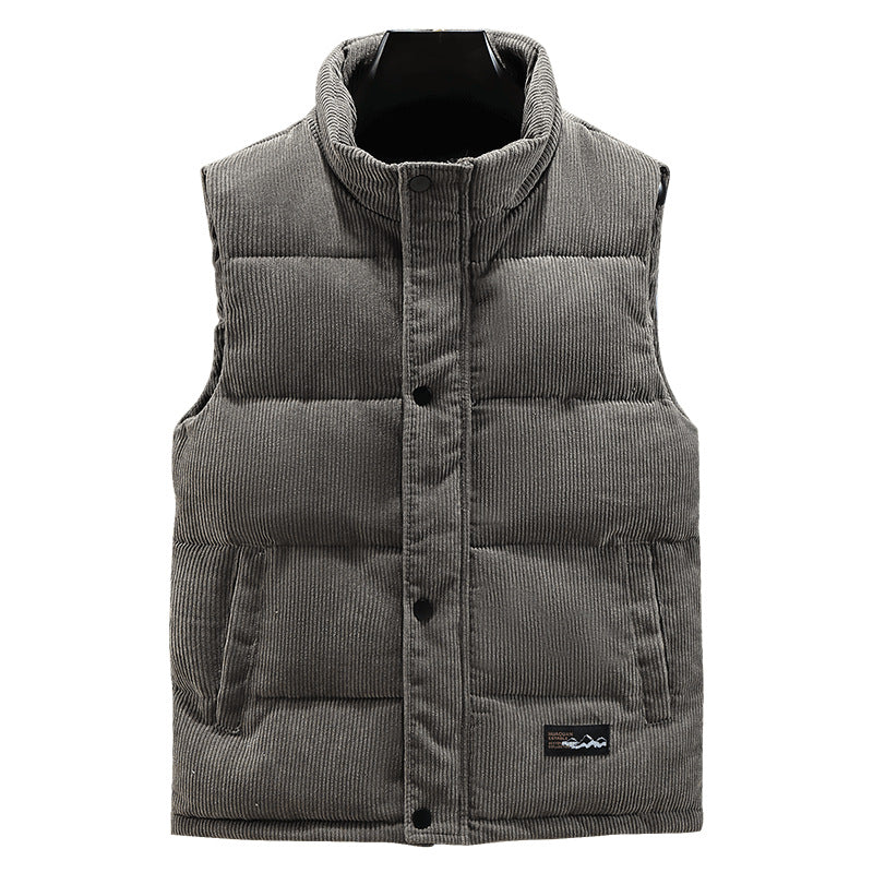 Men's Corduroy Puffer Vest - Gray