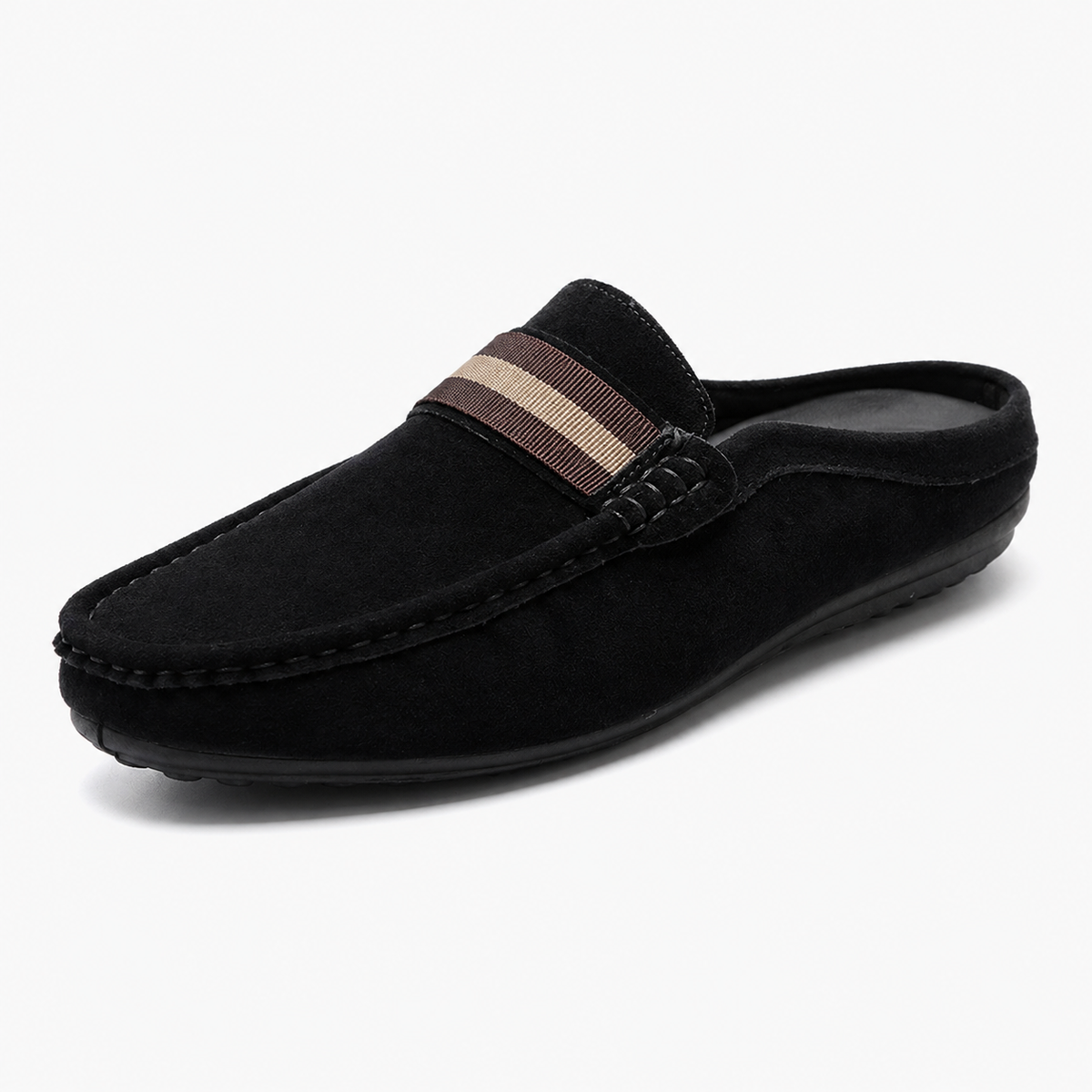 Men's Open-Heel Slip-On Loafers - Black