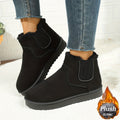 Women's Plush Platform Ankle Boots - Black