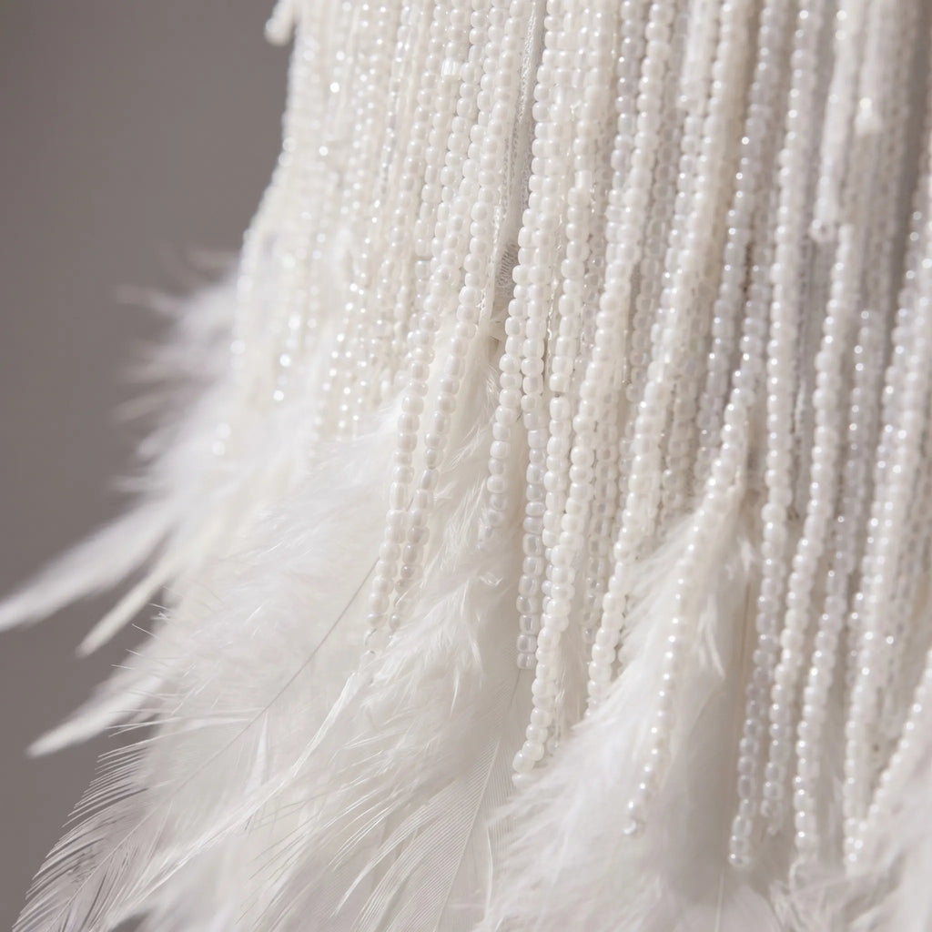 Fringe Mini Dress with Feather Trim