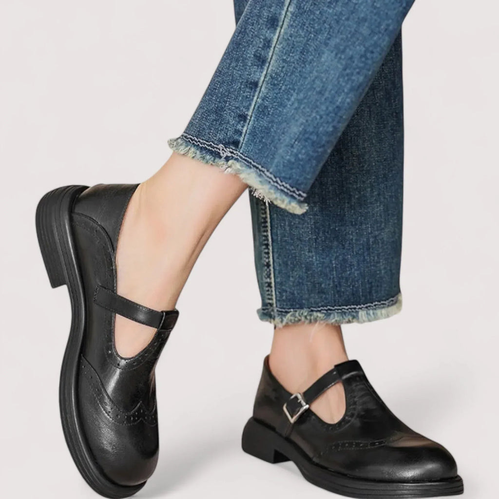 Women's Brogue T-Bar Flats