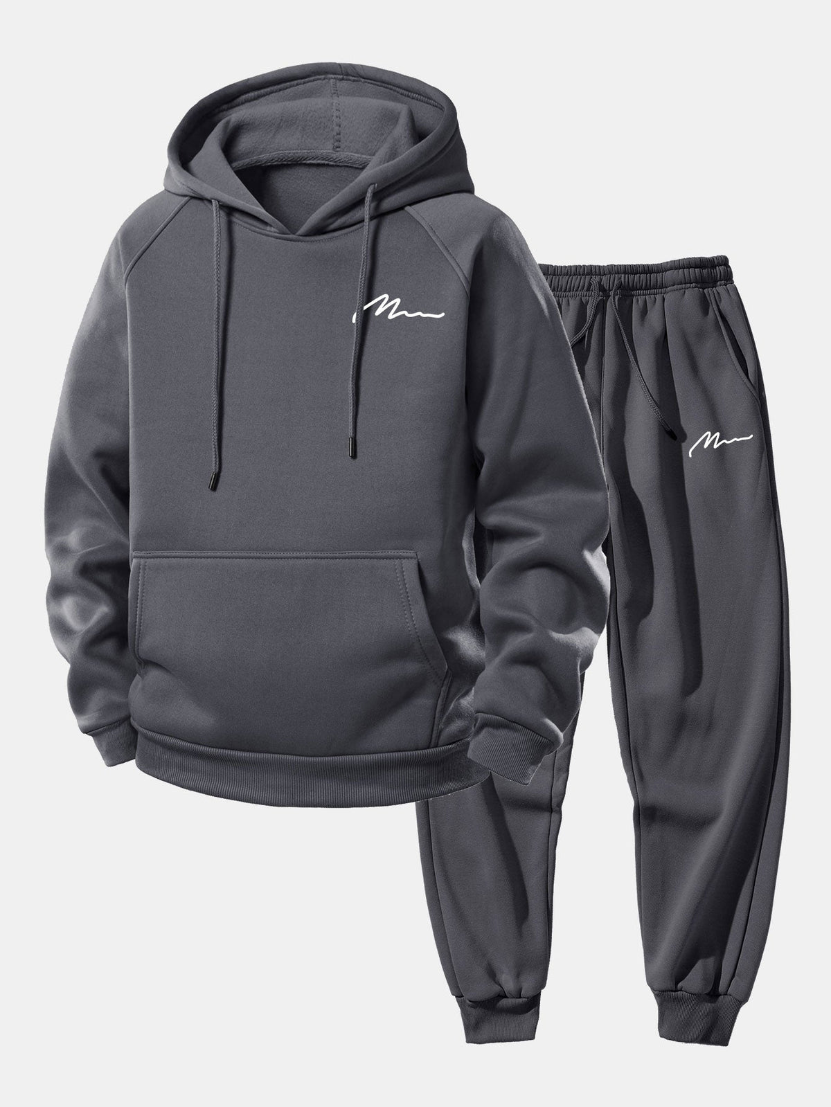 Men's Pullover Hoodie and Tapered Jogger Tracksuit - Dark Blue
