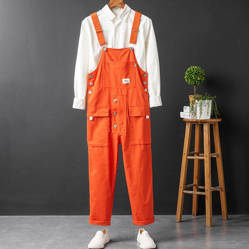 Men's Utility Cargo Bib Overalls - Red