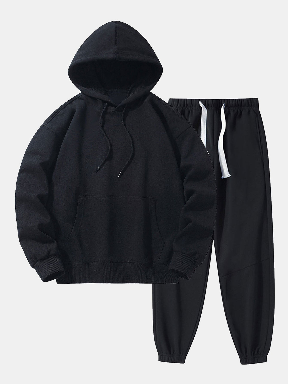 Men's Heavyweight Drop-Shoulder Hoodie and Jogger Set - Black