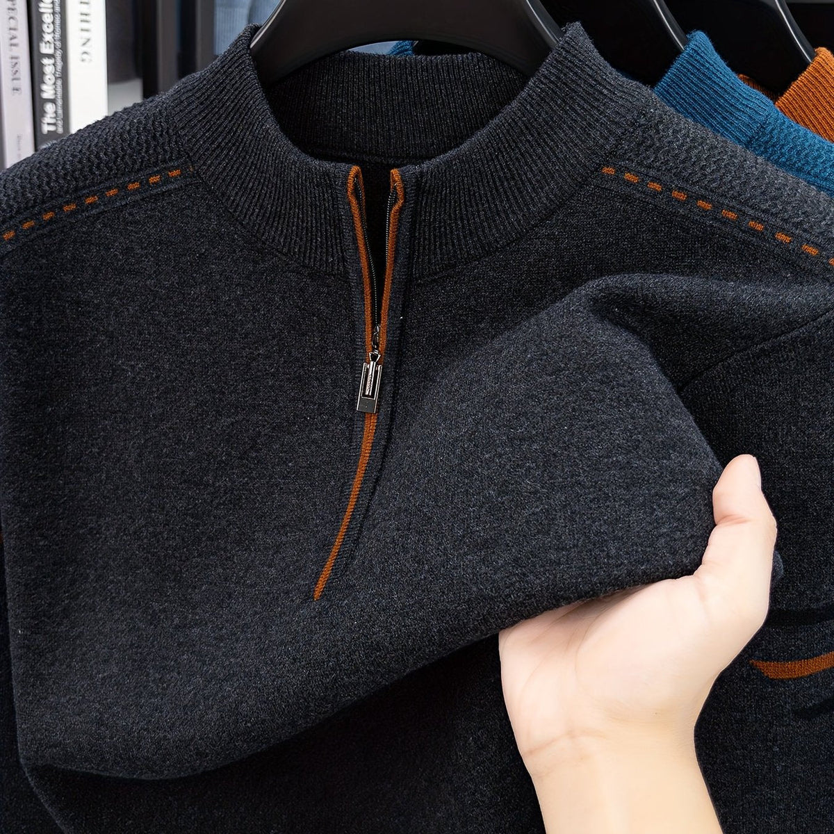 Men's Classic Half-Zip Knit Layering Pullover - Dark Gray