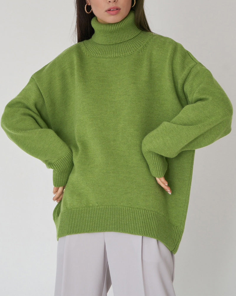 Women's Oversized Turtleneck Sweater Relaxed Winter Knit for Everyday Layering