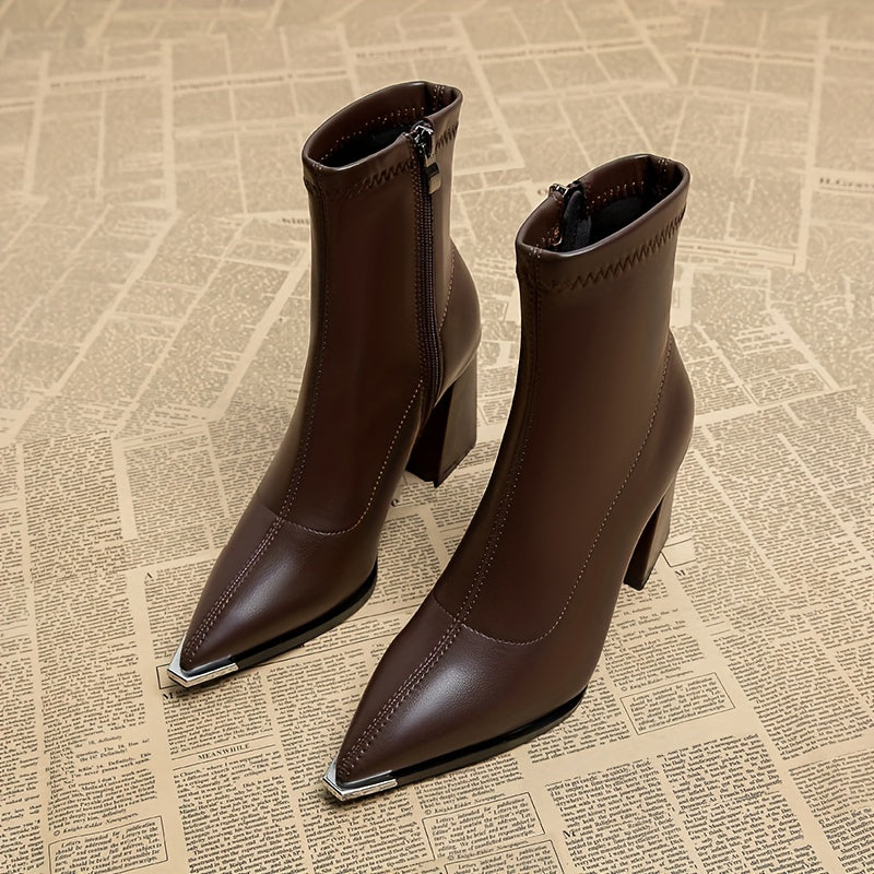 Women's Chunky Heel Side-Zip Ankle Boots
