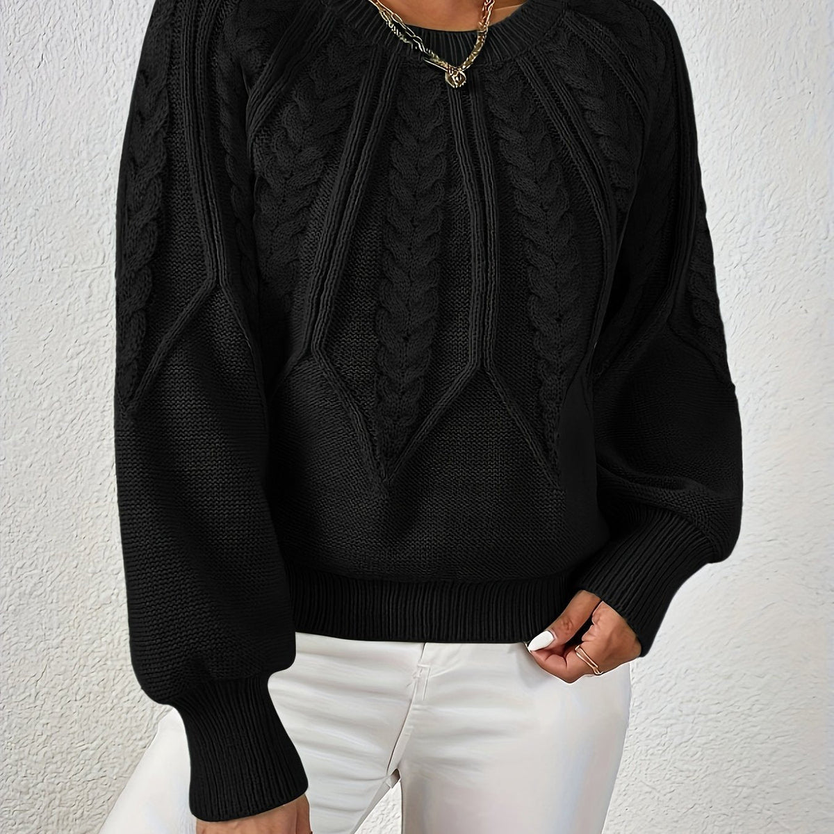 Women's Cable-Knit Lantern Sleeve Sweater