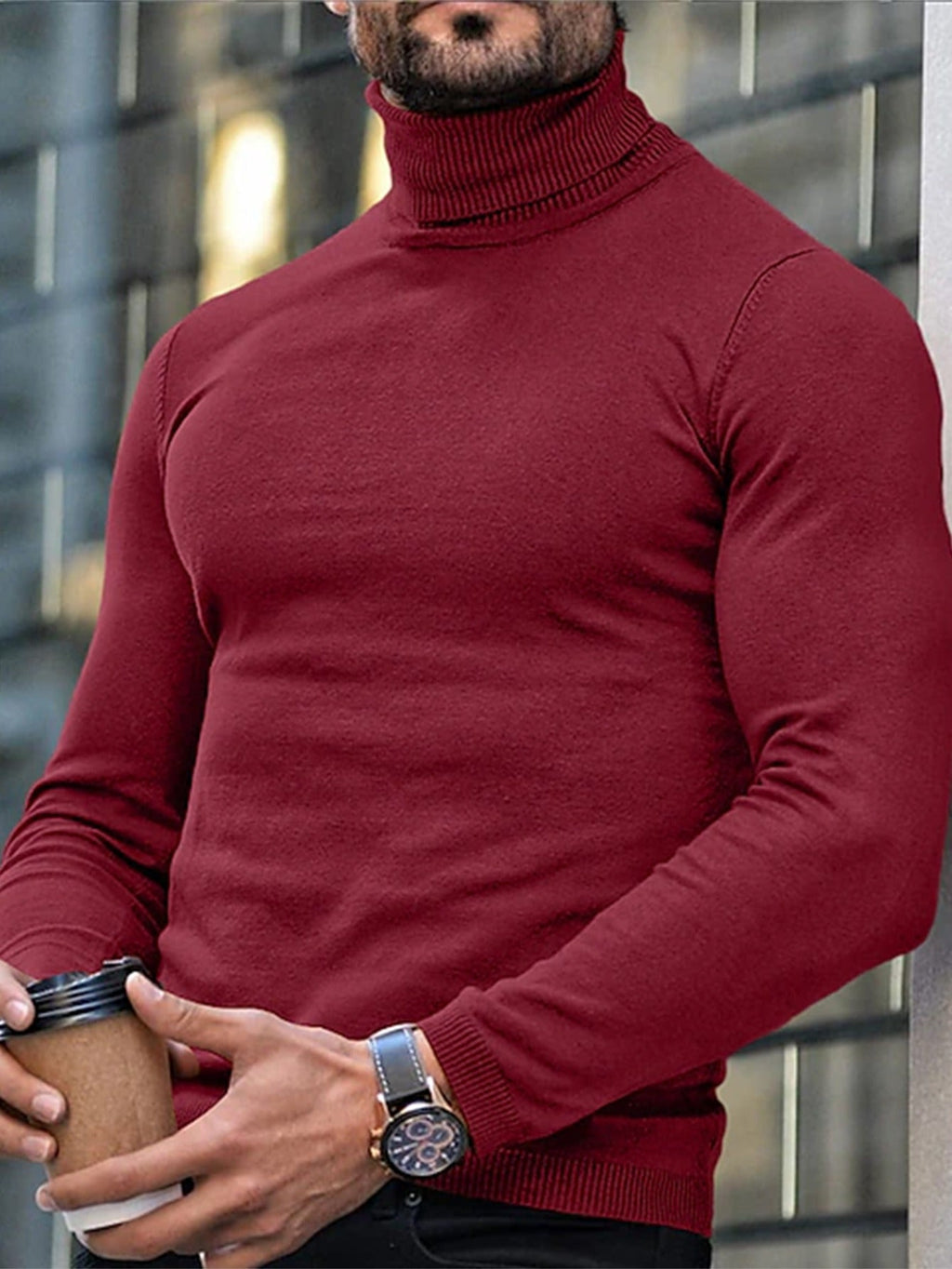 Men's High Neck Tailored Turtleneck Sweater